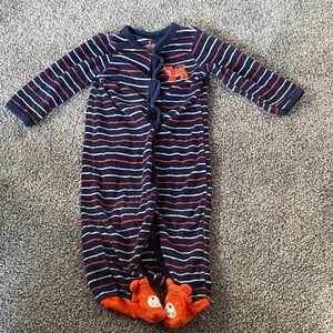 Carter's Navy and Orange Striped Footie